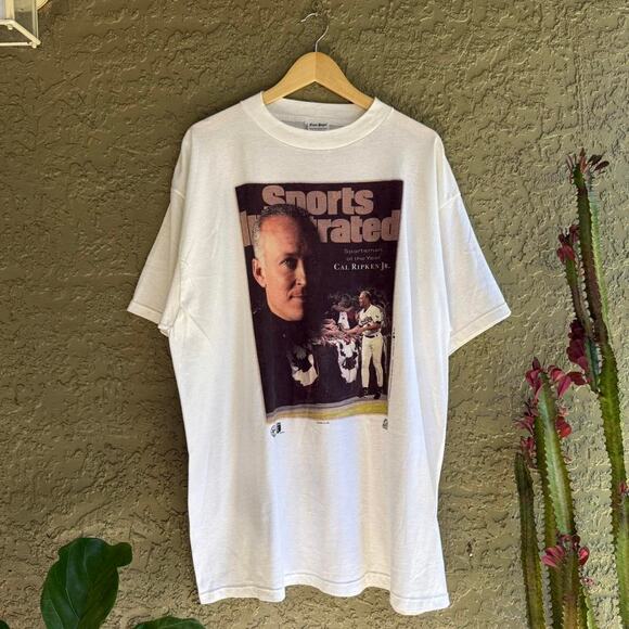 Vintage 90s Cal Ripken Jr Front Pages Men's XXL Tee Baseball Ore - Picture 2 of 7